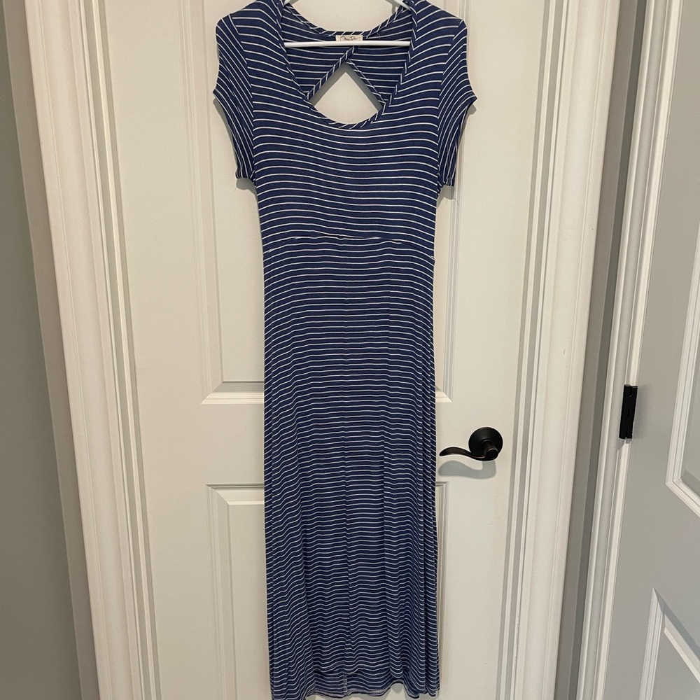 Olivia Rae Maxi Dress, Blue & White Striped - Picture 1 of 3
